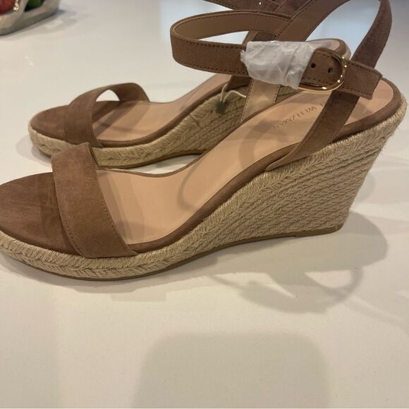 Stuart Weitzman Teddi Wedge Heel Leather Espadrille Sandals NEW Size 11 - Picture 3 of 9